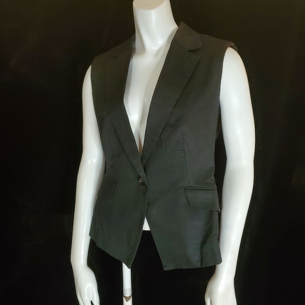Zara Basic Single Button Black Business Vest (M) - image 1